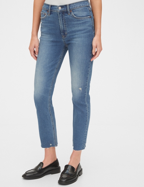 High Rise Distressed Vintage Slim Jeans