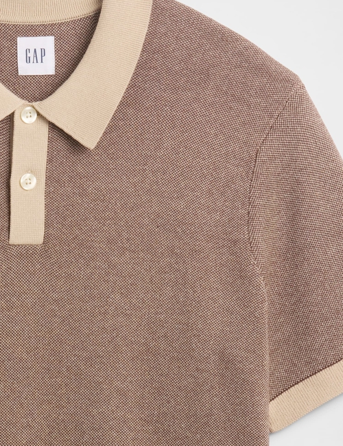 V-SS BIRDSEYE POLO SWEATER