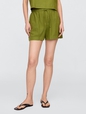 4" Mid Rise Pull-On Linen-Blend Shorts