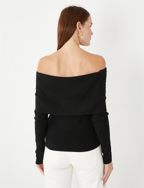 CashSoft Ribbed Off-Shoulder Sweater Top