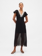 SS VNECK LACE TRIM MAXI DRESS