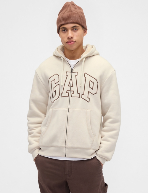Relaxed Gap Logo Sherpa-Lined Zip Hoodie