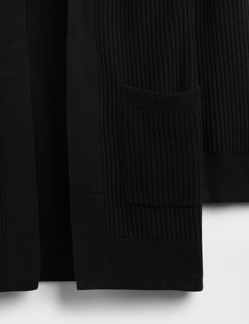 Relaxed Shaker-Stitch Open-Front Cardigan