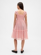 Kids Mesh Ruffle Cap-Sleeve Dress