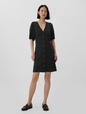 Puff Sleeve Button-Front Mini Dress