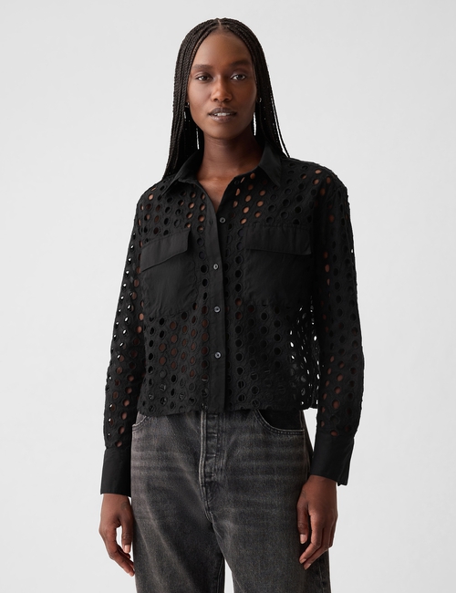 Eyelet Cropped Shirt