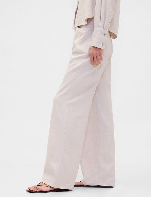 Linen-Cotton Wide-Leg Pants