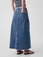 Denim Cargo Maxi Skirt