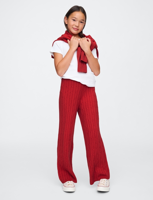 Kids CashSoft Cable-Knit Sweater Pants