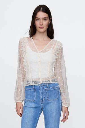 Recycled Lace Ruffle Top
