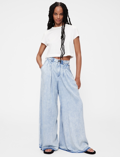 GapStudio High Rise Draped Denim Trousers