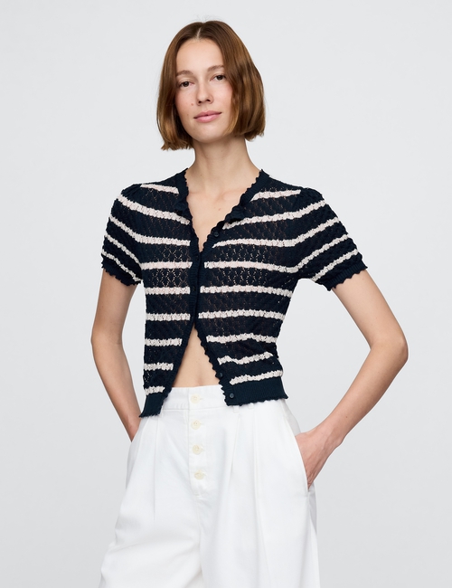 Gap × DÔEN Linen-Blend Pointelle Cardigan