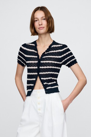 Gap × DÔEN Linen-Blend Pointelle Cardigan