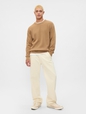 Oversized Fisherman-Stitch Crewneck Sweater