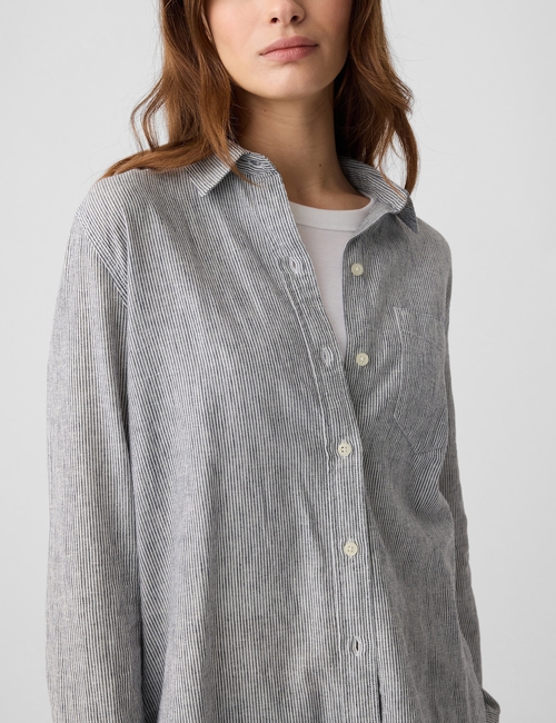 Linen-Blend Easy Shirt