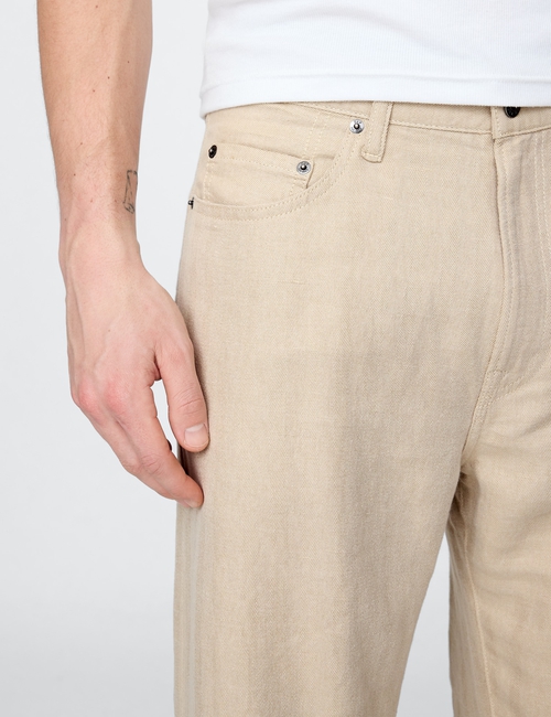 Linen-Cotton '90s Loose Herringbone Pants