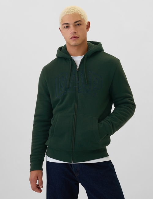 Gap Logo Sherpa-Lined Zip Hoodie