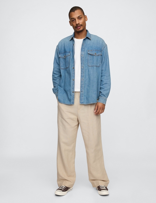 Linen-Cotton '90s Loose Pleated Khakis
