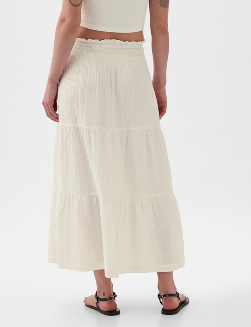 Crinkle Gauze Tiered Maxi Skirt
