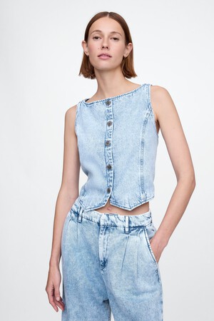 UltraSoft Cropped Denim Vest