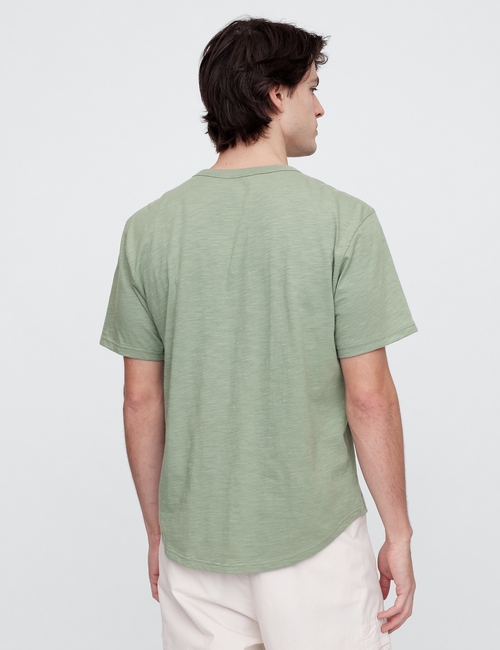 Lived-In Relaxed Curved Hem Henley T-Shirt