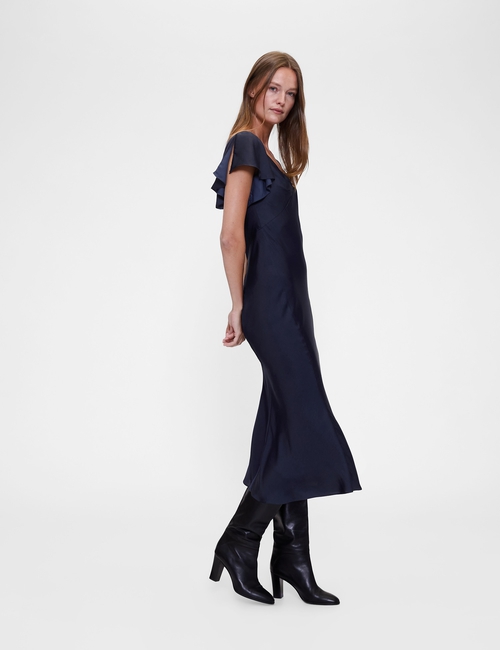 GAP STUDIO WASH FLUTER SLEEVE MIDI DRESS