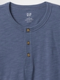Lived-In Relaxed Curved Hem Henley T-Shirt