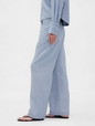 Linen-Cotton Wide-Leg Pants
