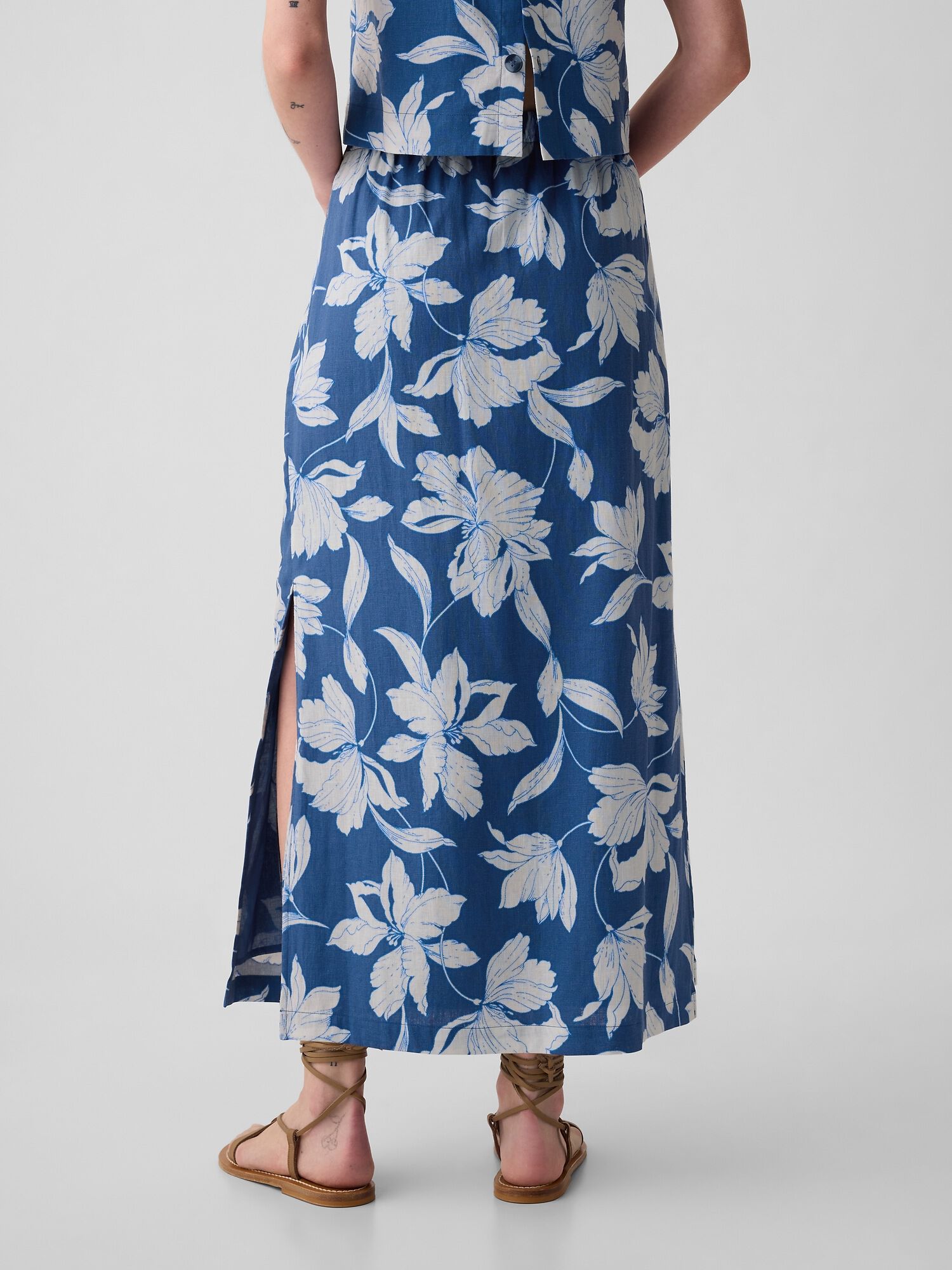 Linen Blend Maxi Skirt