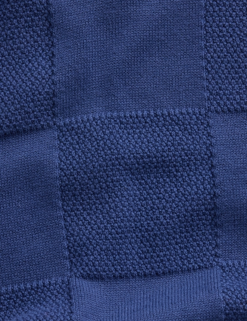 Kids Johnny-Collar Checkered Sweater