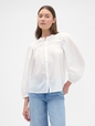 Relaxed Puff Sleeve Lace Top