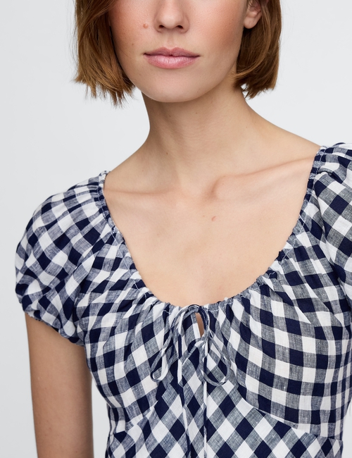 Gap × DÔEN 100% Linen Gingham Midi Dress
