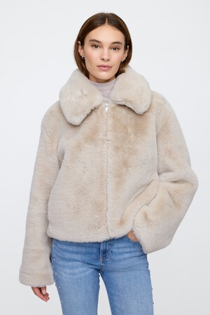 100% Recycled Relaxed Faux-Fur Jacket