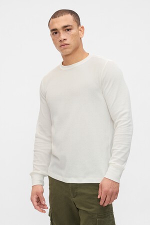 Waffle-Knit Crewneck T-Shirt