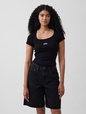 Ribbed Gap Logo Scoopneck Top