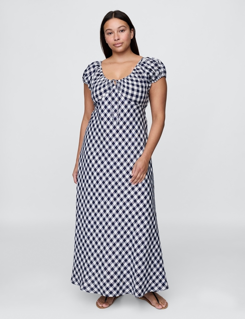 Gap × DÔEN 100% Linen Gingham Midi Dress