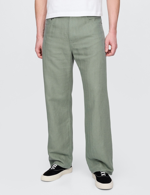 Linen-Cotton '90s Loose Herringbone Pants