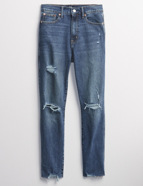High Rise Destructed Cigarette Jeans With Washwell&#153