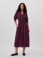 Print Squareneck Midi Dress