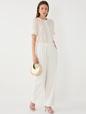 Linen-Blend Easy Wide-Hem Pants