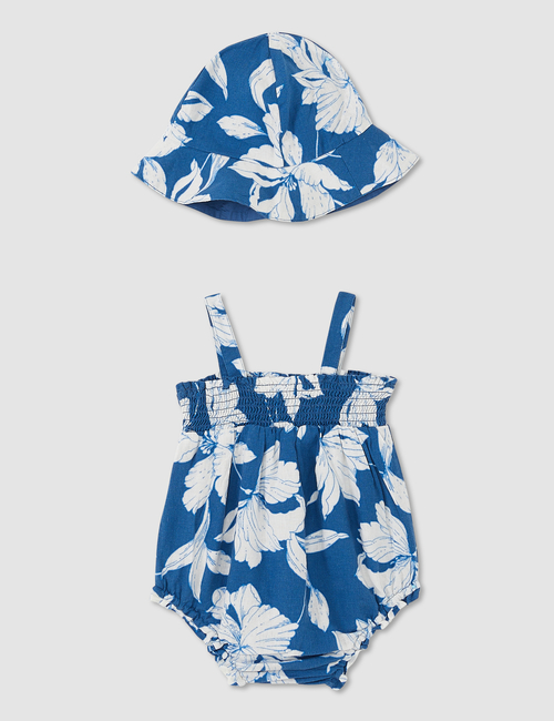 Baby Floral Patterned Hat Outfit Set