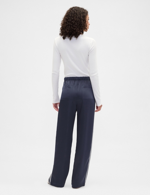 Relaxed Straight-Leg Stripe Satin Pants
