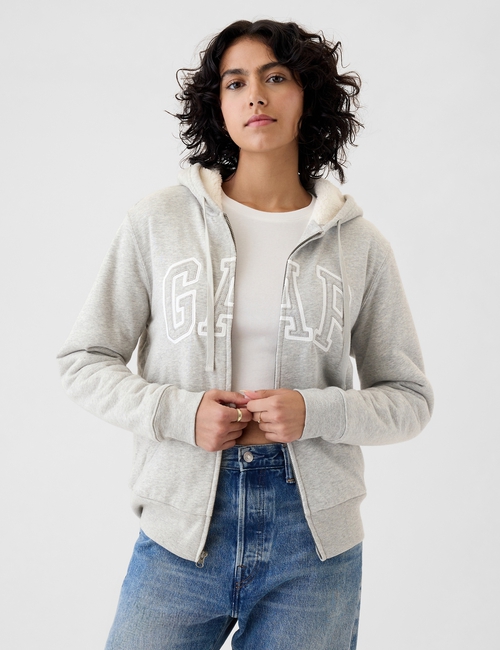 Relaxed Gap Logo Sherpa-Lined Zip Hoodie