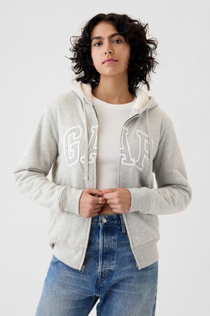 Relaxed Gap Logo Sherpa-Lined Zip Hoodie