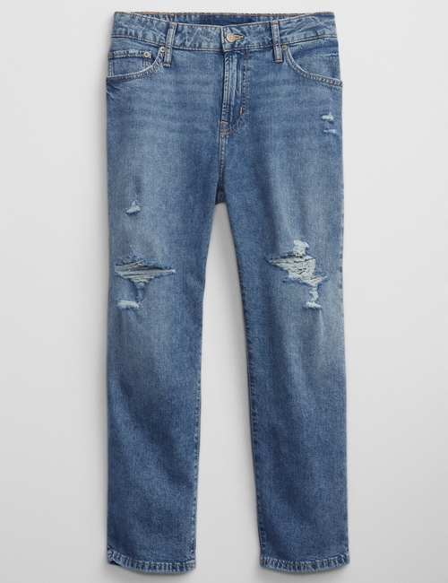 Mid Rise Distressed Universal Slim Boyfriend Jeans