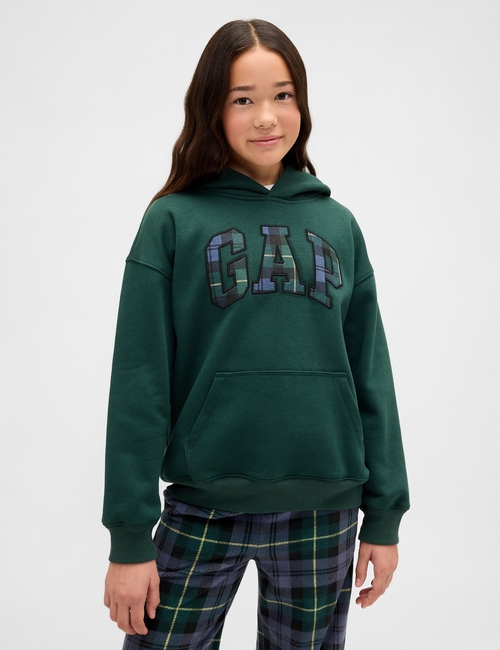 Kids VintageSoft Relaxed Plaid Logo Hoodie