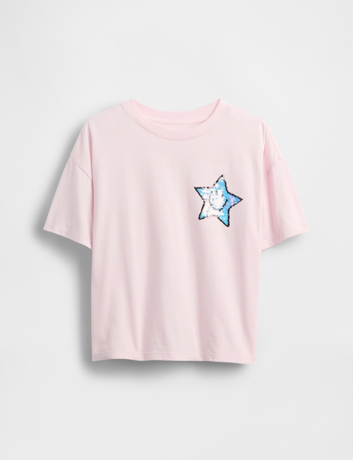 Kids Oversized Flippy Sequin Graphic T-Shirt