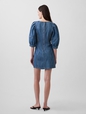 UltraSoft Denim Puff-Sleeve Mini Dress