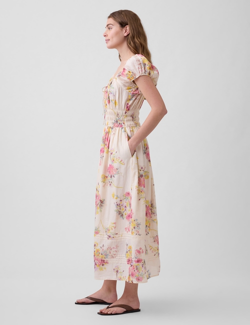 Floral Voile Smocked Maxi Dress