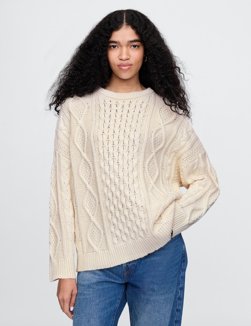 Oversized Mixed Cable-Knit Sweater